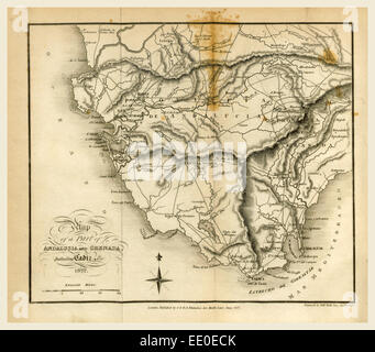 Mappa di Andalusia e Grenada, 1822, XIX secolo incisione Foto Stock