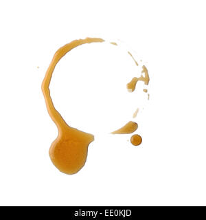 Macchia di caffè sul tavolo bianco Foto Stock