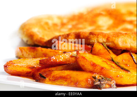 Maiale fritto chop con patate Foto Stock