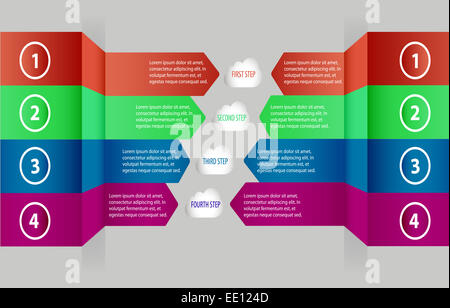 Moderno vettore infographics elementi come freccia . Può essere utilizzato per il layout di flusso di lavoro, diagramma, numero e intensificare le opzioni, web design. Immagine EPS10. Foto Stock