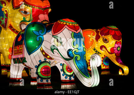 Elefante lanterne cinesi a Longleat, Warminster, Wiltshire. Inghilterra Foto Stock