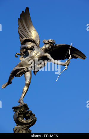 Statua di Eros a Piccadilly Circus a Londra, Inghilterra, Regno Unito, Europa Foto Stock