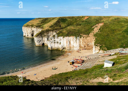 Flamborough North lo sbarco in un pomeriggio d'estate Foto Stock