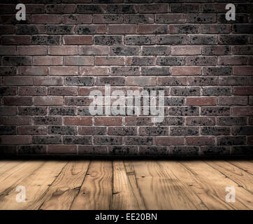 Immagine di un muro di mattoni e pavimento in legno per i progettisti di utilizzare. Foto Stock