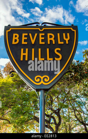 Beverly Hills città limiti segno, Los Angeles, California, Stati Uniti d'America Foto Stock
