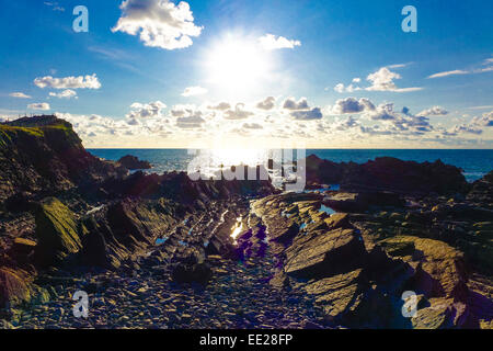 Hartland-quay Devon England Regno Unito nel sole incluso sun nella foto Foto Stock