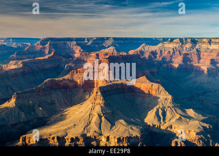 Vista al tramonto del south rim da Hopi Point, il Parco Nazionale del Grand Canyon, Arizona, Stati Uniti d'America Foto Stock