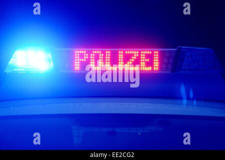 Policecar, in Germania, città di Braunlage, 12. Gennaio 2015. Foto: Frank può Foto Stock