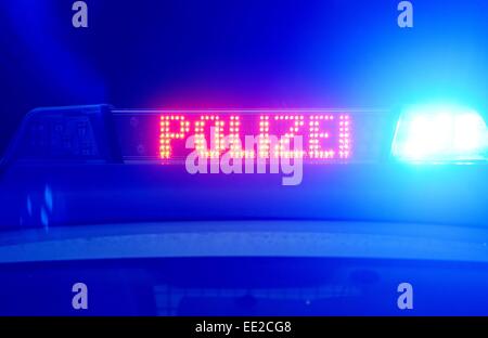 Policecar, in Germania, città di Braunlage, 12. Gennaio 2015. Foto: Frank può Foto Stock