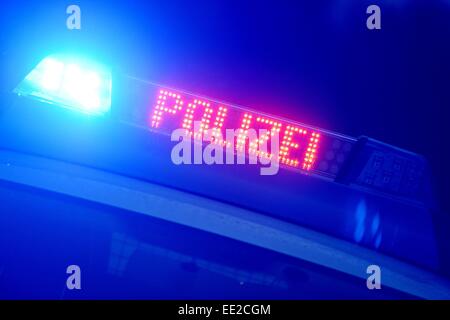 Policecar, in Germania, città di Braunlage, 12. Gennaio 2015. Foto: Frank può Foto Stock