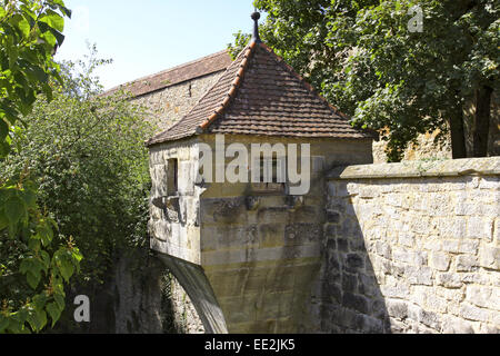 Deutschland, Bayern, Rothenburg ob der Tauber, Roedertor, Roederturm, Stadtmauer, Mauer, Mittelalter, dettaglio Foto Stock