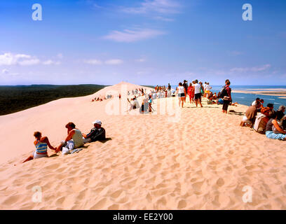 Dune de Pyla, Aquitaine, Francia. Più grande duna di sabbia in Europa. 105m, 500m di larghezza,: 2,7Km Foto Stock