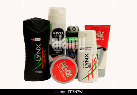 Close up di uomini articoli da toeletta Foto Stock