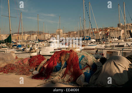 Vista del porto di Marsiglia, Francia Foto Stock