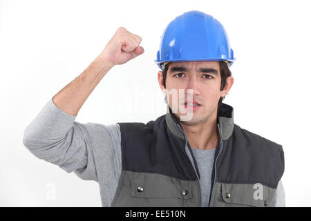 Un uomo determinato gioia Foto Stock