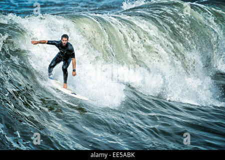 Surfista maschio, Ocean Beach, San Diego, California USA Foto Stock