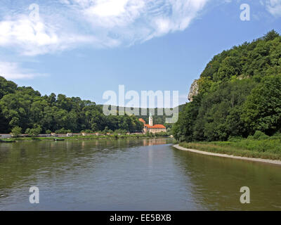 Deutschland, Niederbayern, Donau, Kloster Weltenburg, nahe Kehlheim, Donaudurchbruch, Spaetbarock, Fluss, Sehenswuerdigkeit Foto Stock