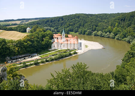 Deutschland, Niederbayern, Donau, Kloster Weltenburg, nahe Kehlheim, Donaudurchbruch, Spaetbarock, Fluss, Sehenswuerdigkeit Foto Stock