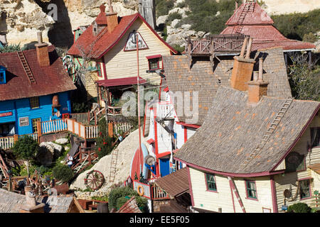 Anchor Bay Popeye Village di sweethaven l'isola di Malta in Europa Foto Stock