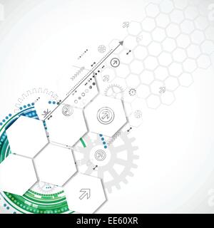 Abstract sfondo tecnologico con vari elementi tecnologici Illustrazione Vettoriale