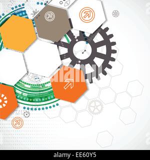 Abstract sfondo tecnologico con vari elementi tecnologici Illustrazione Vettoriale