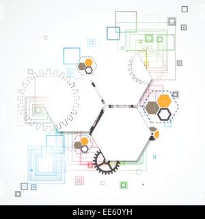 Abstract sfondo tecnologico con vari elementi tecnologici Illustrazione Vettoriale