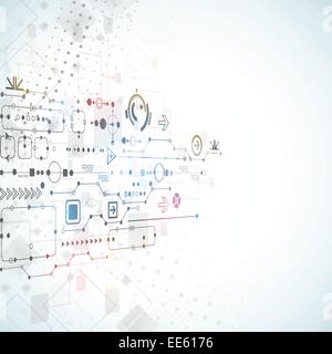 Abstract sfondo tecnologico con vari elementi tecnologici Illustrazione Vettoriale