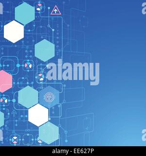 Abstract sfondo tecnologico con vari elementi tecnologici Illustrazione Vettoriale
