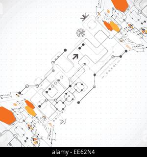 Abstract sfondo tecnologico con vari elementi tecnologici Illustrazione Vettoriale