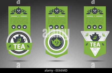 Set di etichette di tè. Vettore Illustrazione Vettoriale