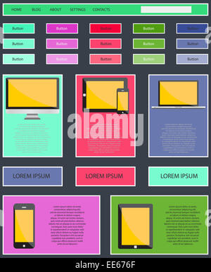 Digital mobile internet marketing. Risponde il Web Design - Stile piatto. Illustrazione vettoriale EPS10. Foto Stock