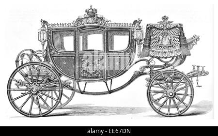 Stato privato Carrello King of Prussia Coach signor Joseph Neus veicolo a ruote a cavallo il passeggero privato di trasporto eleganza Foto Stock