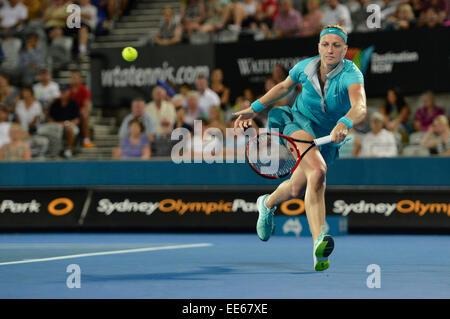 Sydney, Australia. Xiv gen, 2015. Apia Tennis International. Petra KVITOVA (CZE)in azione contro Jarmila Gajdosova (AUS) © Azione Sport Plus/Alamy Live News Credit: Azione Plus immagini di sport/Alamy Live News Foto Stock