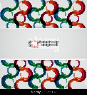 Sfondo astratto con effetto plesso. Concetto scientifico e tecnologico con l'impiego di elementi tecnici formati a forma di cerchio. Illustrazione Vettoriale