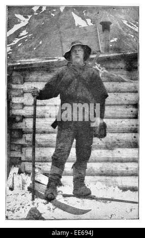 Fridtjof Nansen arrivo a Elmwood Ski Lodge Norwegian explorer scienziato umanitario diplomat Premio Nobel per la pace Foto Stock