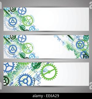 Set di web tecnology tema di banner per il tuo sito web. Vettore Illustrazione Vettoriale