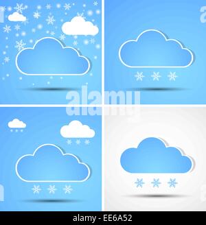 Set di nuvole d'inverno. Vettore Illustrazione Vettoriale