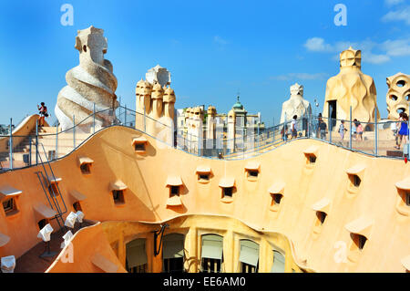 Casa Mila Antoni Gaudì Barcellona Spagna Foto Stock