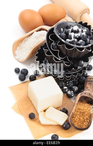 Ingredienti per crostate con mirtilli. Foto Stock