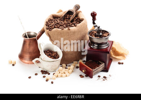 Accessori per caffè e caffè ingredienti. Foto Stock
