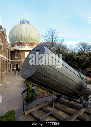 William Herschel telescope restante sezione - il Royal Observatory di Greenwich primo meridiano - Londra, Inghilterra Foto Stock