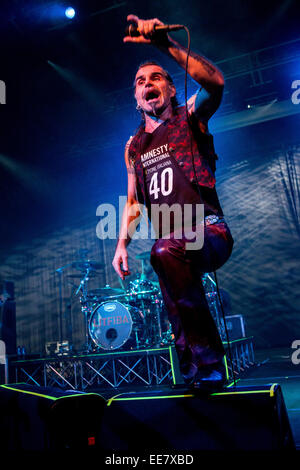 Milano Italia. Il 13 gennaio 2015. La rock band italiana LITFIBA suona dal vivo presso il music club Alcatraz durante il 'Tetralogia degli elementi Tour' Credito: Rodolfo Sassano/Alamy Live News Foto Stock