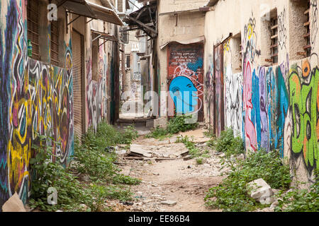 Arte Urbana in Florentin, a sud di Tel Aviv, Israele Foto Stock