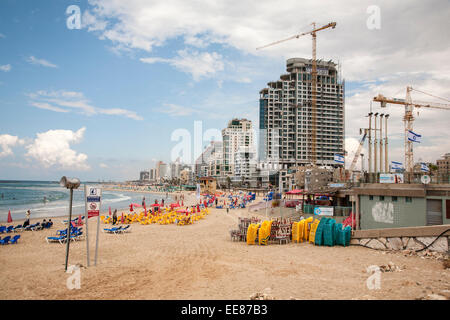Tel Aviv beach front, Israele Foto Stock