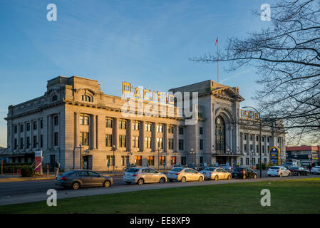 Pacific dalla stazione centrale dei treni e degli autobus, Vancouver, British Columbia, Canada, Foto Stock