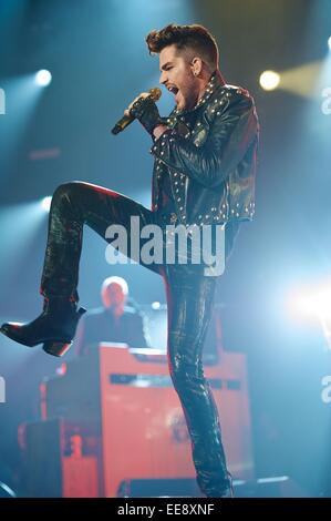 Glasgow, Scotland, Regno Unito. 14 gennaio, 2015. Queen e Adam Lambert eseguire a Glasgow SSE idro mercoledì 14 gennaio 2015 Credit: John Graham / Basslines Immagini/Alamy Live News Foto Stock