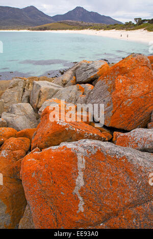 Wineglass Bay, con Mt Freycinet e Mt Graham oltre Foto Stock