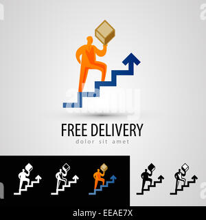 Il vettore consegna logo design modello. corriere o icona del pacchetto. Foto Stock