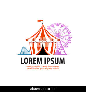 Vettore di circo logo design modello. attrazione o icona equo. Foto Stock