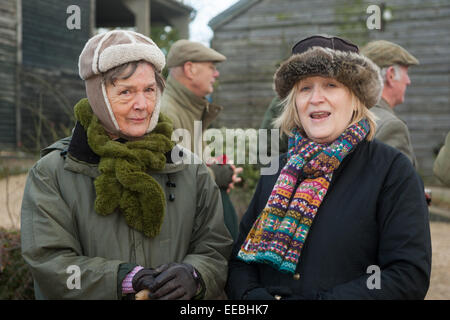 Hill Top Farm, Oakham, Rutland, UK. Il 15 gennaio, 2015. Beagles di dieci Pipewell pack all'incontro tenutosi a Hill Top Farm, Oakham, Rutland, Inghilterra. Credito: Jim Harrison/Alamy Live News Foto Stock